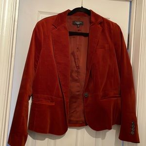 Burn orange velvet blazer